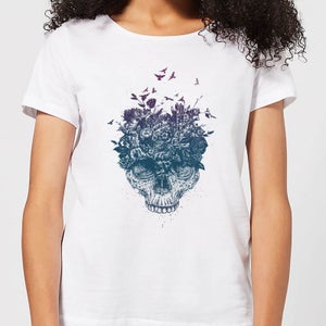 Balazs Solti Skulls And Flowers Women's T-Shirt - White