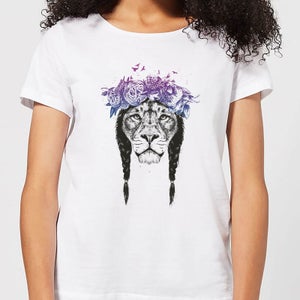 Balazs Solti Lion And Flowers Women's T-Shirt - White