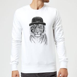 Balazs Solti Tiger In A Hat Sweatshirt - White