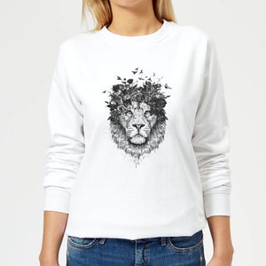 Lion And Flowers Women's Sweatshirt - White