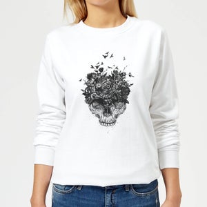 Skulls And Flowers Women's Sweatshirt - White