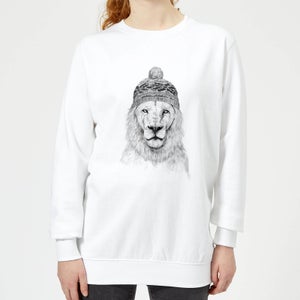 Lion With Hat Women's Sweatshirt - White