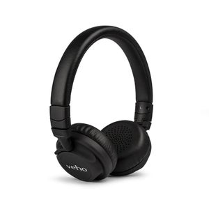 Veho Z4 On Ear Leather Finish Foldable Headphones with In-Line Control and Microphone - Black
