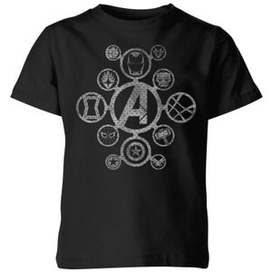 Avengers Distressed Metal Icon Kids T-Shirt - Schwarz