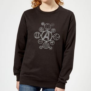 Avengers Distressed Metal Icon Damen Pullover - Schwarz