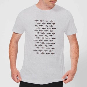 Florent Bodart Fish In Geometric Pattern Men's T-Shirt - Grey