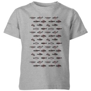 Florent Bodart Fish In Geometric Pattern Kids' T-Shirt - Grey