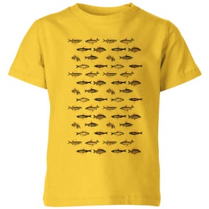 Florent Bodart Fish In Geometric Pattern Kids' T-Shirt - Yellow