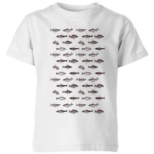 Florent Bodart Fish In Geometric Pattern Kids' T-Shirt - White