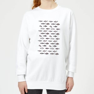 Florent Bodart Fish In Geometric Pattern Women's Sweatshirt - White