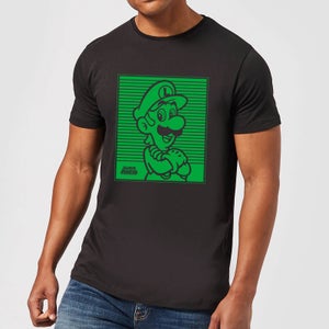 Nintendo Super Mario Luigi Retro Line Art Men's T-Shirt - Black