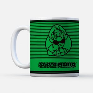 Nintendo Super Mario Luigi Retro Line Art Colour Tasse