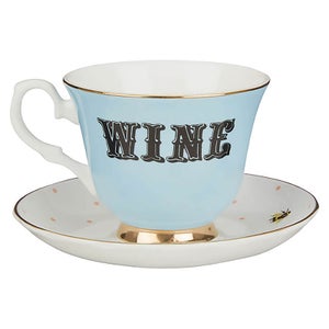 Yvonne Ellen Wine Teacup and Saucer - Blue