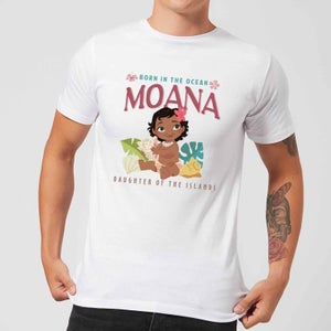Disney Moana Born In The Ocean Men's T-Shirt - White