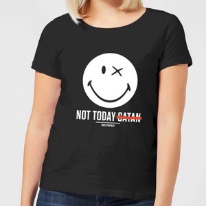 Smiley World Slogan Not Today Satan Women's T-Shirt - Black