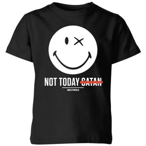 Smiley World Slogan Not Today Satan Kids' T-Shirt - Black
