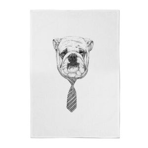 Balazs Solti Suited and Booted Bulldog Cotton Tea Towel