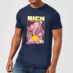 T-Shirt Rick e Morty 80s Poster - Blu Navy - Uomo