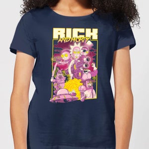 T-Shirt Rick e Morty 80s Poster - Blu Navy - Donna