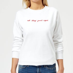 Rock On Ruby Eat Sleep Parent Repeat Women's Sweatshirt - White