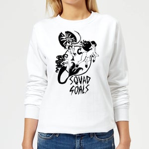 Rock On Ruby Mermaid, Unicorn and Dinosaur Squad Goals Women's Sweatshirt - White