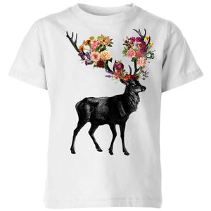 Tobias Fonseca Spring Itself Deer Floral Kids' T-Shirt - White