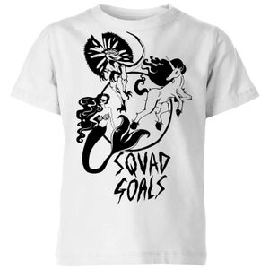 Rock On Ruby Mermaid, Unicorn and Dinosaur Squad Goals Kids' T-Shirt - White
