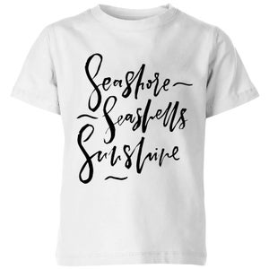 PlanetA444 Seashore, Seashells, Sunshine Kids' T-Shirt - White