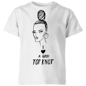 Rock On Ruby I Love A Good Top Knot Kids' T-Shirt - White
