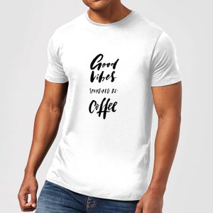 PlanetA444 Good Vibes Sponsored By Coffee Men's T-Shirt - White
