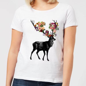 Spring Itself Deer Floral Women's T-Shirt - White