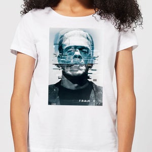 Camiseta Universal Monsters Frankenstein Glitch - Mujer - Blanco