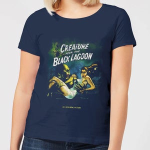 T-Shirt Universal Monsters Creature From The Black Lagoon Vintage Poster - Blu Navy - Donna