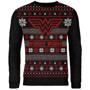 Zavvi Exclusive Wonder Woman Knitted Christmas Jumper - Black