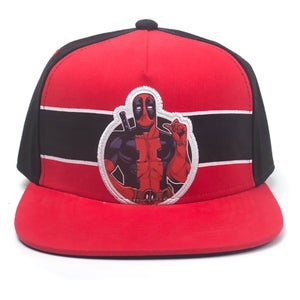 Marvel Deadpool Men's Stripe Comic Badge Snapback - Red