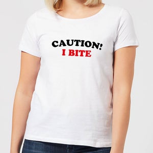 Halloween Caution! I Bite Women's T-Shirt - White