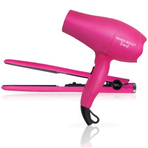 Silver Bullet Luxe Travel Set 2200W Hair Dryer and Straighteners - Pink