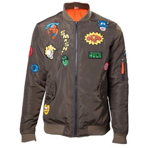Marvel Men's Patches Bomber Jacket - Khaki