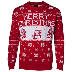 Nintendo Super Mario Fairisle Christmas Jumper - Red