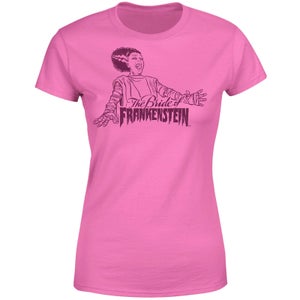 Universal Monsters Bride Of Frankenstein Crest Women's T-Shirt - Pink