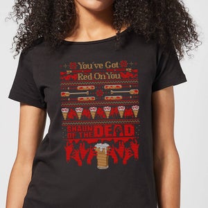 Camiseta Navideña Zombies Party You've Got Red On You - Mujer - Negro