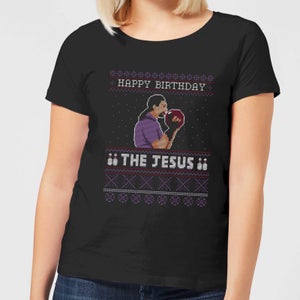 T-Shirt de Noël Femme The Big Lebowski Happy Birthday The Jesus - Noir