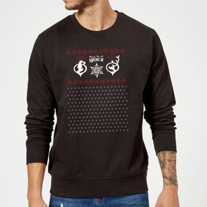The Grinch Pattern Christmas Sweatshirt - Black
