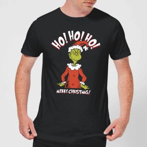 The Grinch Ho Ho Ho Smile Mens Christmas T-Shirt - Schwarz