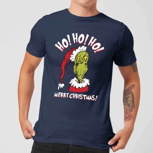 The Grinch Ho Ho Ho Mens Christmas T-Shirt - Navy Blau