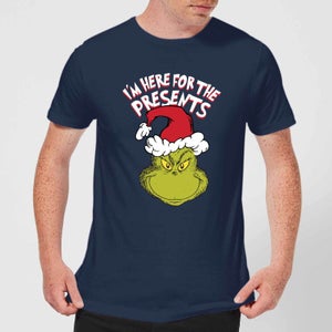 The Grinch Im Here For The Presents Mens Christmas T-Shirt - Navy Blau