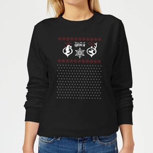 The Grinch Pattern Women's Christmas Sweatshirt - Black