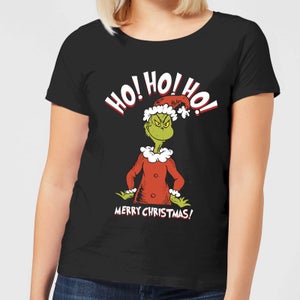 T-Shirt de Noël Femme Le Grinch - Ho Ho Ho Sourire - Noir