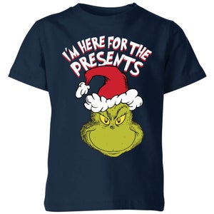 The Grinch Im Here For The Presents Kinder Christmas T-Shirt - Navy Blau