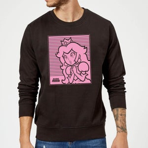 Nintendo Super Mario Princess Peach Retro Line Art Sweatshirt - Black